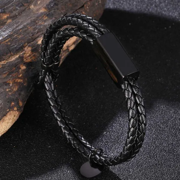 Leather Double Rope Braided Bracelet (Inner Perimeter 150mm - 250mm) 真皮雙繩編織手鍊 (內周長 150mm - 250mm) KJBR16034