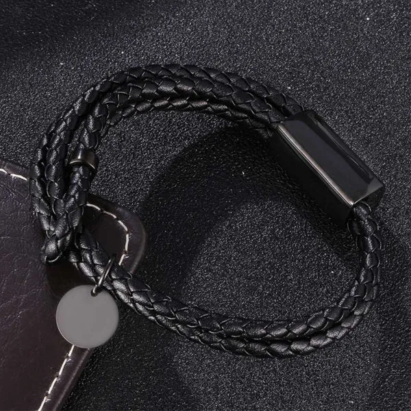 Leather Double Rope Braided Bracelet (Inner Perimeter 150mm - 250mm) 真皮雙繩編織手鍊 (內周長 150mm - 250mm) KJBR16034