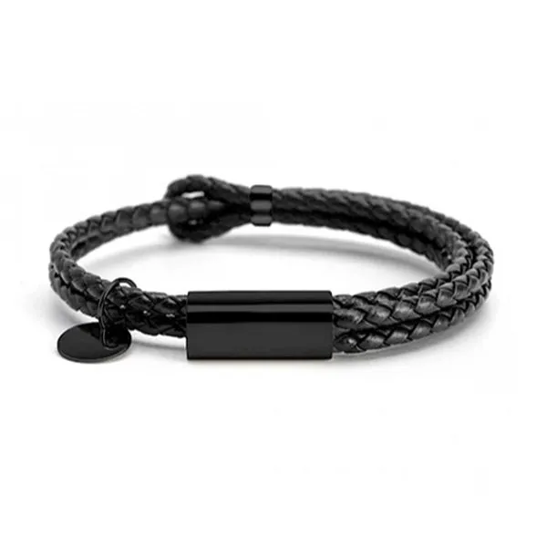 Leather Double Rope Braided Bracelet (Inner Perimeter 150mm - 250mm) 真皮雙繩編織手鍊 (內周長 150mm - 250mm) KJBR16034