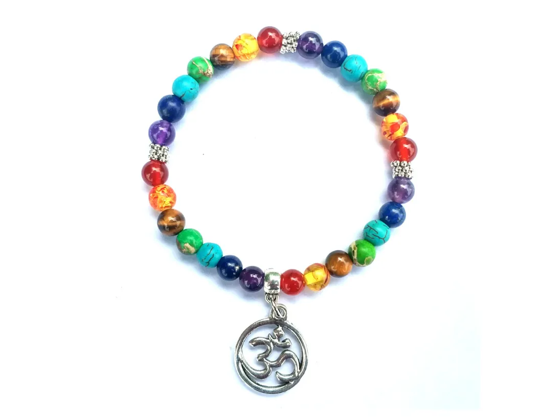 Life Tree Buddha Lotus Pendant Small Snowflake Seven Chakra Yoga 6mm Natural Stone Friendship Bead Bracelet