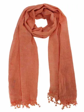 Lightweight Scarf With Lace Fringe