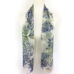 Lilacs on White Chiffon Scarf