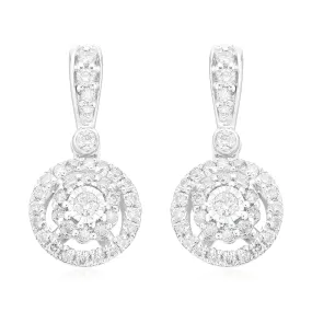 London 9ct White Gold with Round Brilliant Cut 1/4 CARAT tw Diamond Drop Earrings