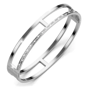 Lucky Dimension Cuff Stainless Steel Bangle with a High Polish Finish