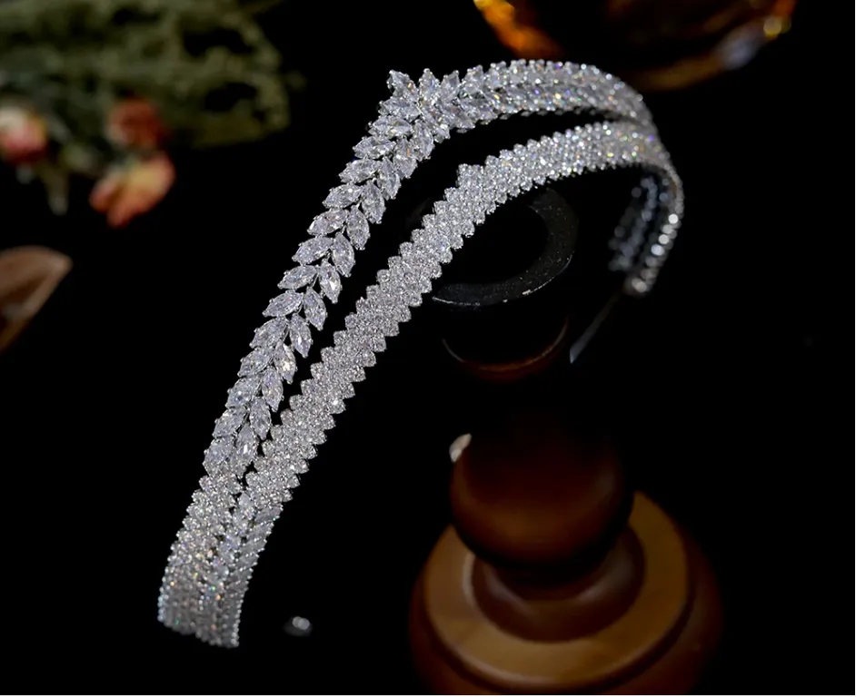 Luxury Cubic Zirconia Wedding Bride tiara Princess Wedding CZ Brie Crown Wedding Hair Accessories 1513