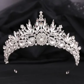 Luxury Elegant Green Blue Red Leaves Crystal Tiara Women Wedding Party Dress Elegant Queen Bridal Bride Rhinestone Crown