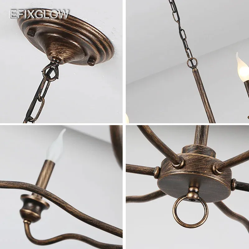 Madeline Antique Copper Black Candlestick Chandelier - Farmhouse Pendant for Living Room ,dining room and Foyer