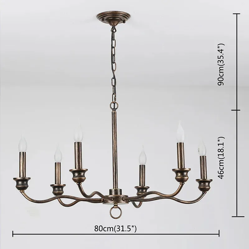 Madeline Antique Copper Black Candlestick Chandelier - Farmhouse Pendant for Living Room ,dining room and Foyer