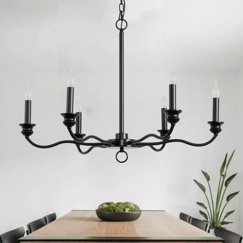 Madeline Antique Copper Black Candlestick Chandelier - Farmhouse Pendant for Living Room ,dining room and Foyer