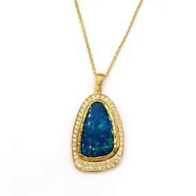 Marika Diamond, Blue Opal & 14k Gold Necklace - M7235