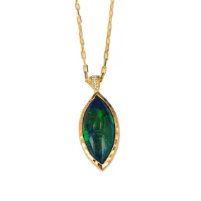 Marika Diamond, Blue Opal & 14k Gold Necklace - M8596