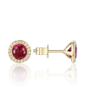 Martini Earrings in 14K Yellow Gold with Diamonds and Corundum Rubies