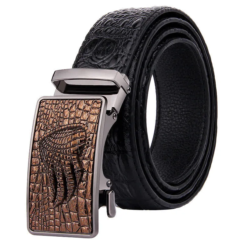 Men's Alligator Claw Crocodile Print Automatic Leather Belt