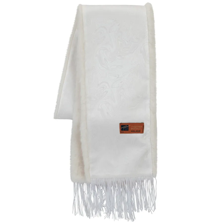 Mens Thomes Bocceli 100% Silk & Rabbit Fur Scarf White #99