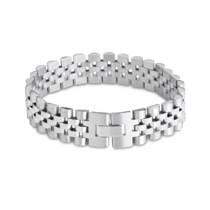 Men's Titanium Steel Fashion Bracelet - 1.5CM Wide Hipster Chain in Three Color Options