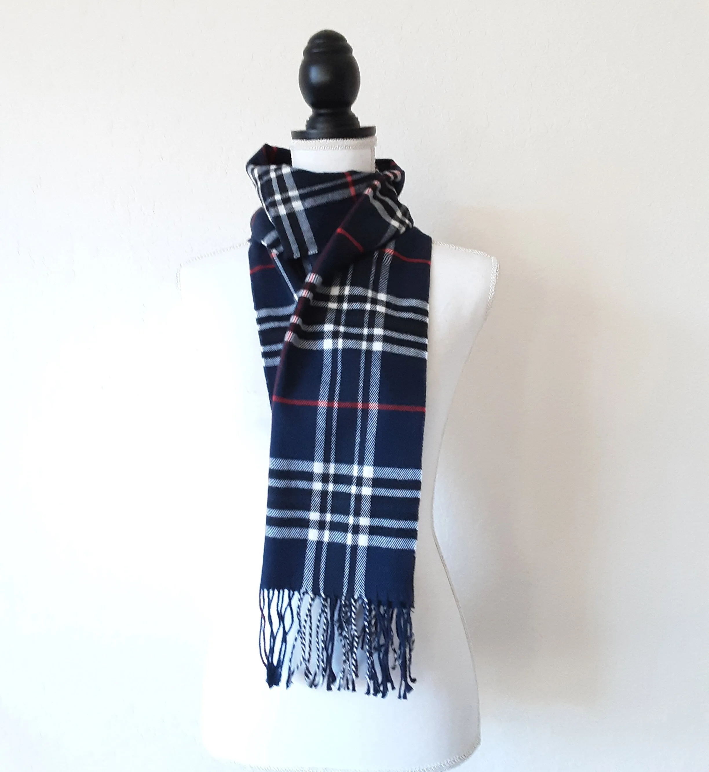 Monogrammed Cashmere Feel Scarf - Monogrammed Plaid Blanket Scarf, Bridesmaid Gi