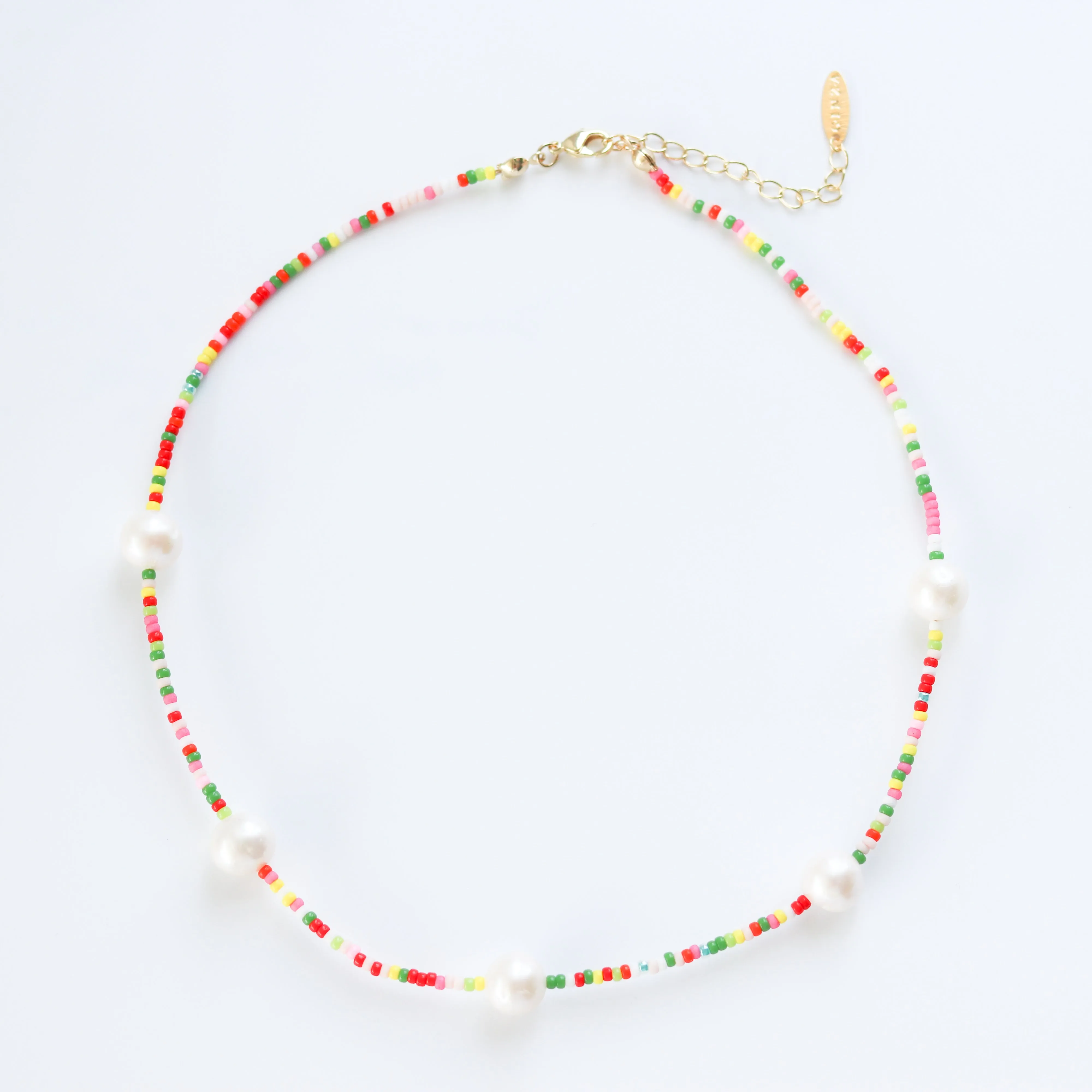 Multicolor Beaded Pearl Choker