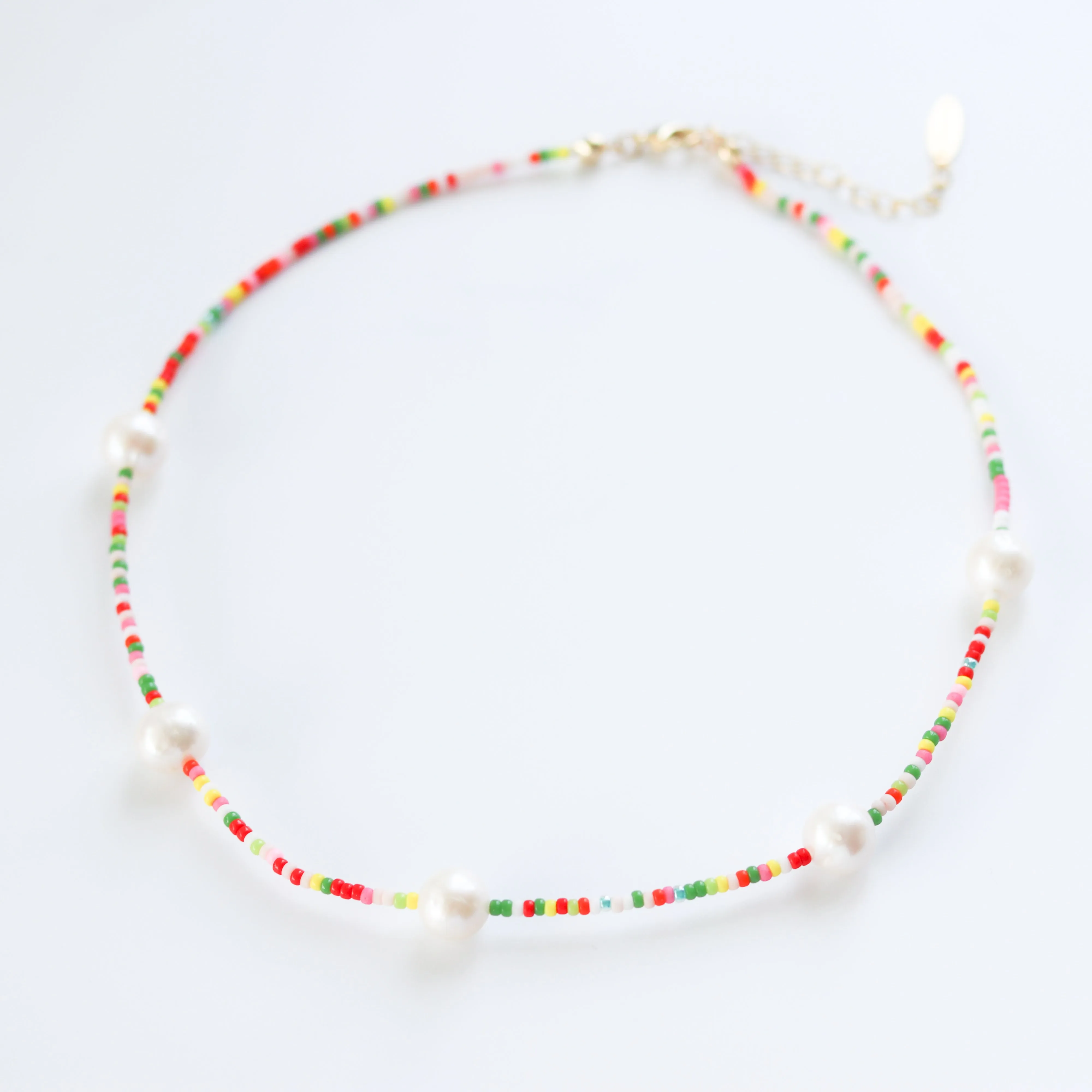 Multicolor Beaded Pearl Choker