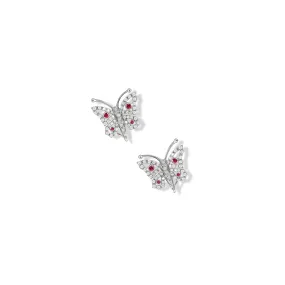 Nanjing Earrings 18ct White Gold - Ruby & Diamond Pavé