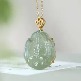 Natural Jade Pendant Nephrite Silver Guanyin Pendant ZPT125