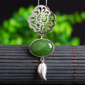 Natural Jade Pendant Nephrite Silver Pendant ZPT151