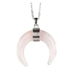 Necklace - Crescent Moon - Rose Quartz