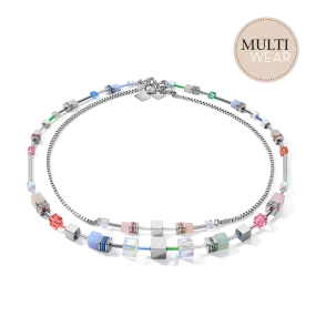 Necklace GeoCUBE® Multitask 4-in-1 summer multi pastel-silver