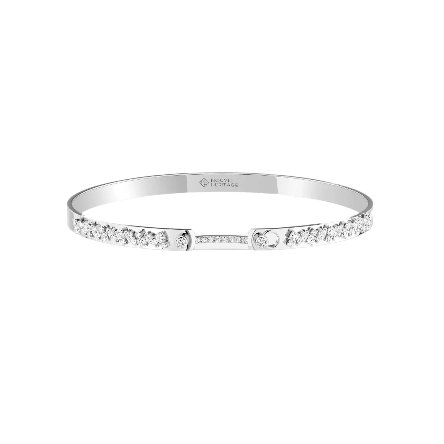 NOUVEL HERITAGE 18K WHITE GOLD UNDER THE STARS DIAMOND BANGLE BRACELET