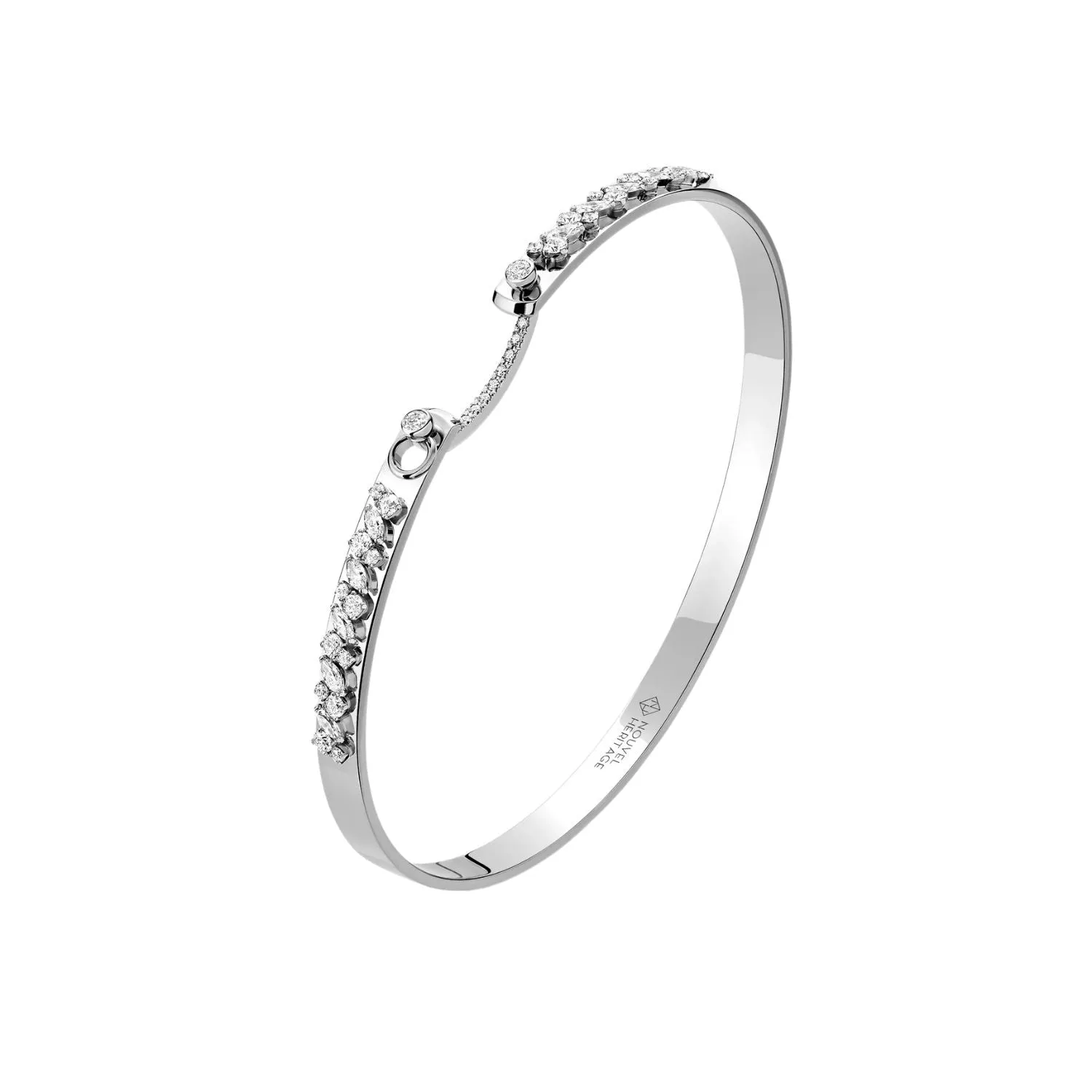 NOUVEL HERITAGE 18K WHITE GOLD UNDER THE STARS DIAMOND BANGLE BRACELET