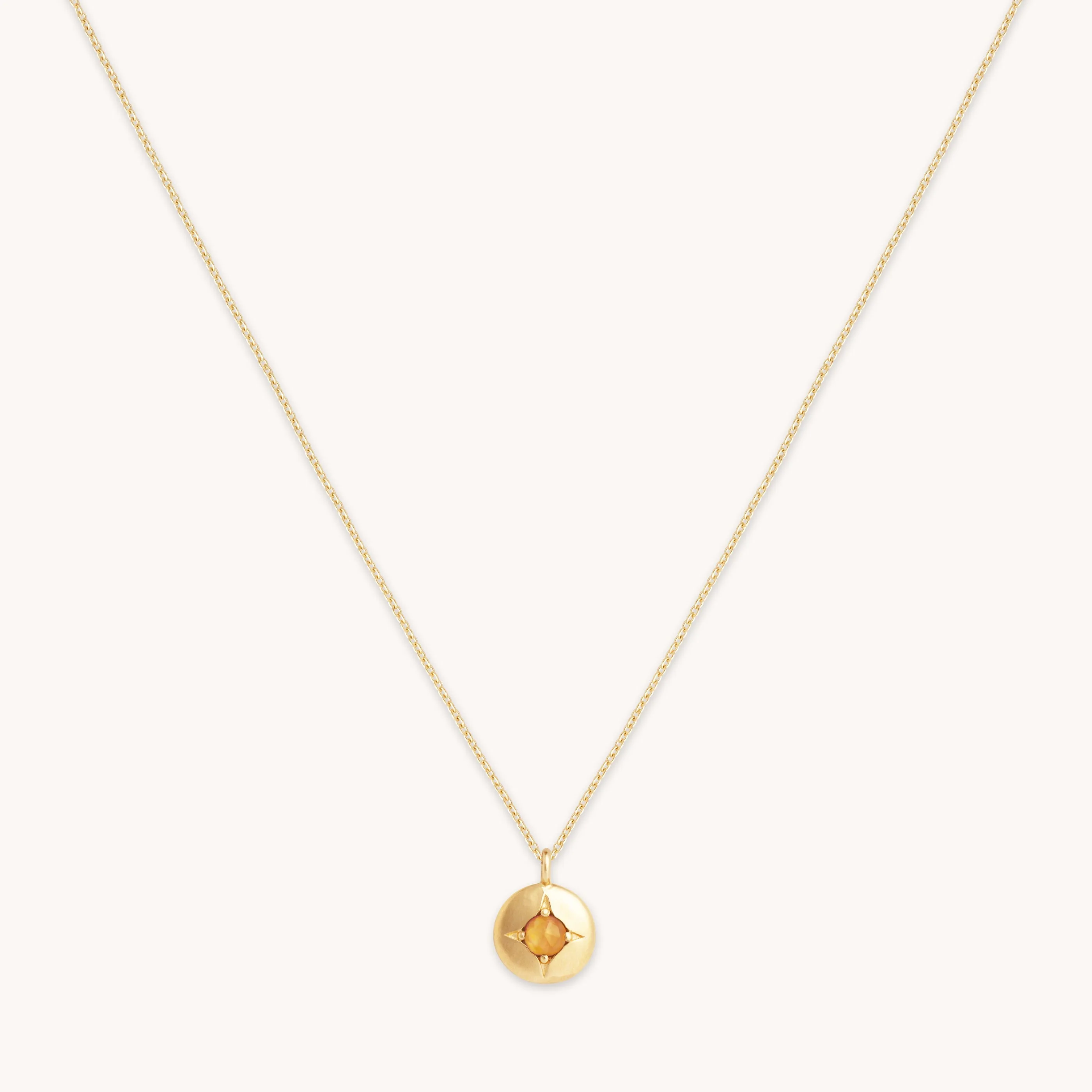 November Citrine Birthstone Necklace in Solid Gold