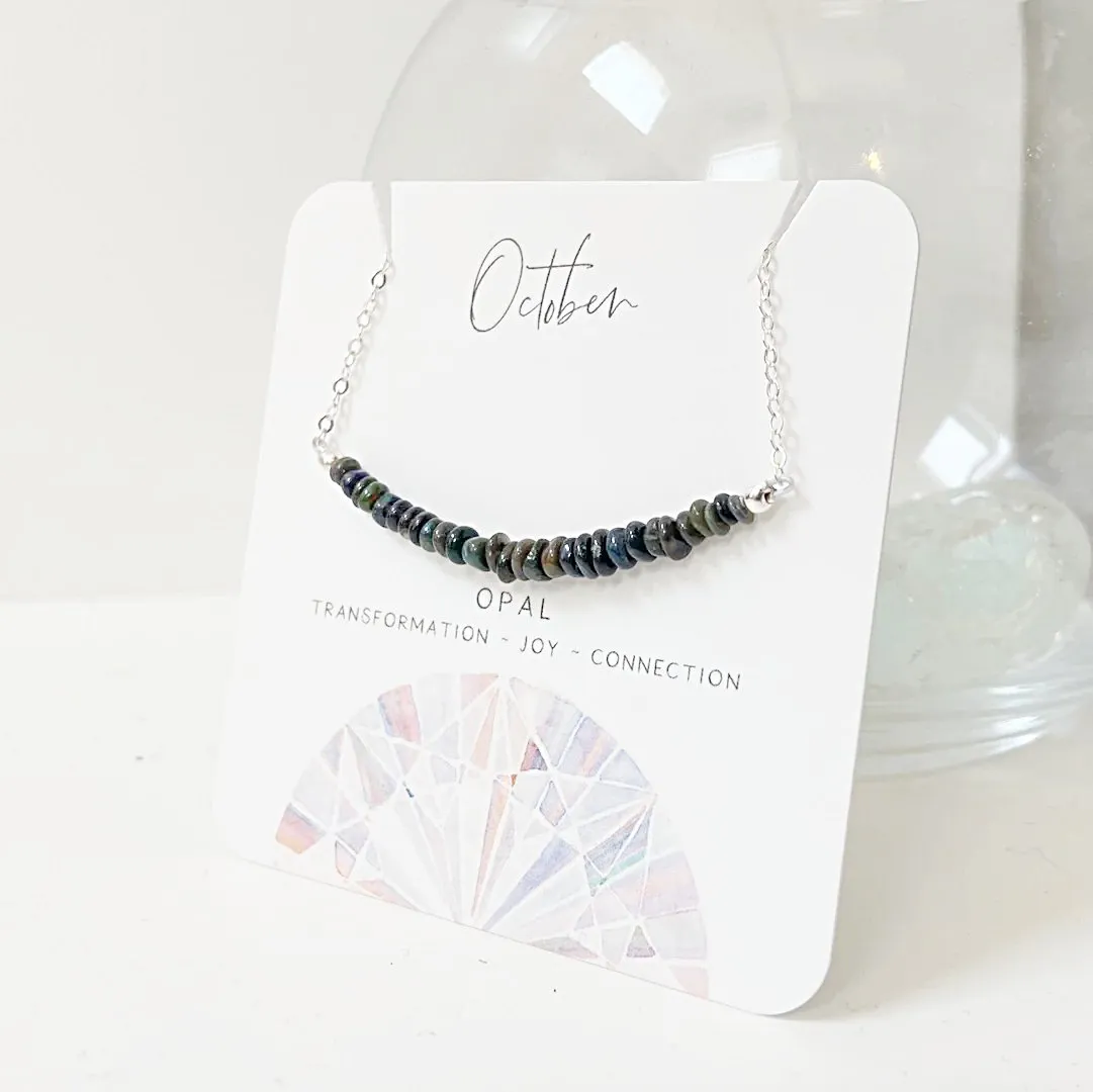 Opal Bar Necklace -