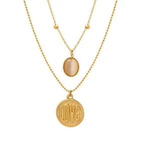 Opal LOVE Coin Multi-Layer Necklace - Autumn/Winter Collection