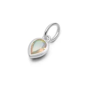 Opal October Birthstone Charm Pendant Sterling Silver