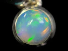 OPAL Pendant - Sterling Silver, 8mm Round Cabochon - Opal Necklace, Birthstone Necklace, Opal Jewelry, Welo Opal, 49101