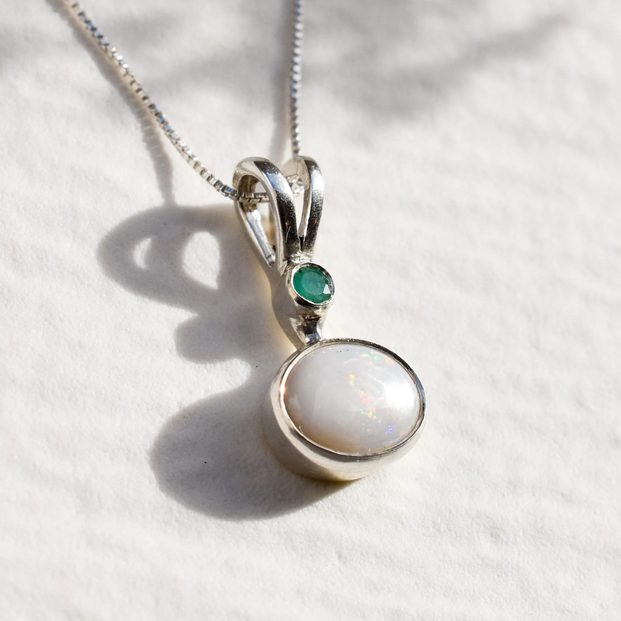 Oval Opal Necklace - Natural Opal Necklace -  Vintage Opal Pendant