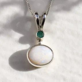 Oval Opal Necklace - Natural Opal Necklace -  Vintage Opal Pendant