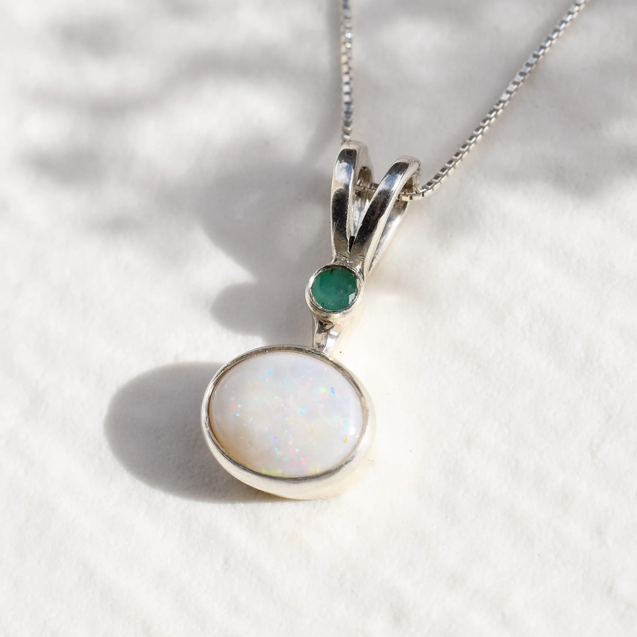 Oval Opal Necklace - Natural Opal Necklace -  Vintage Opal Pendant