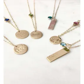 Personalised Birthstone Chain and Disc Necklace