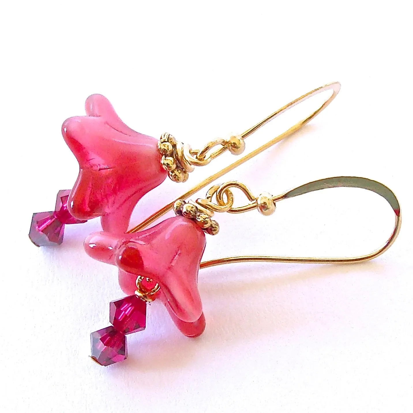 Pinky: Fuchsia Flower Earrings