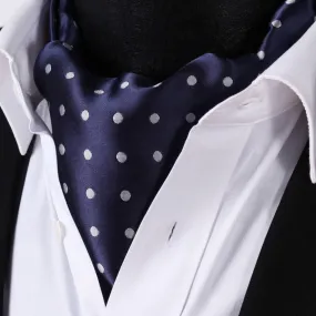 Polka Dot Ascot Cravat Scarf - NAVY BLUE/WHITE 03