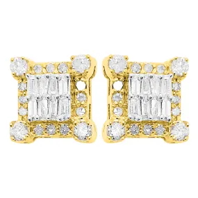 Prong Box Baguette Diamond Earrings .37cttw 10K Yellow Gold