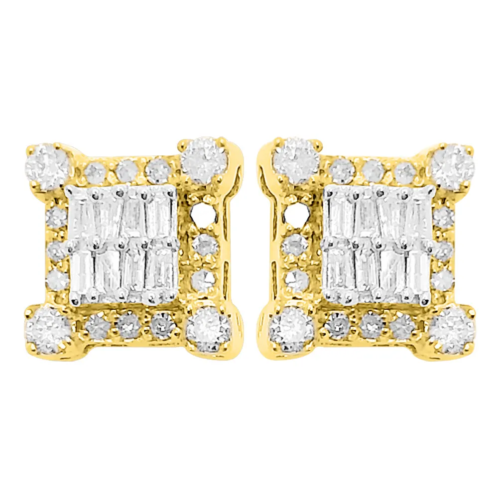 Prong Box Baguette Diamond Earrings .37cttw 10K Yellow Gold