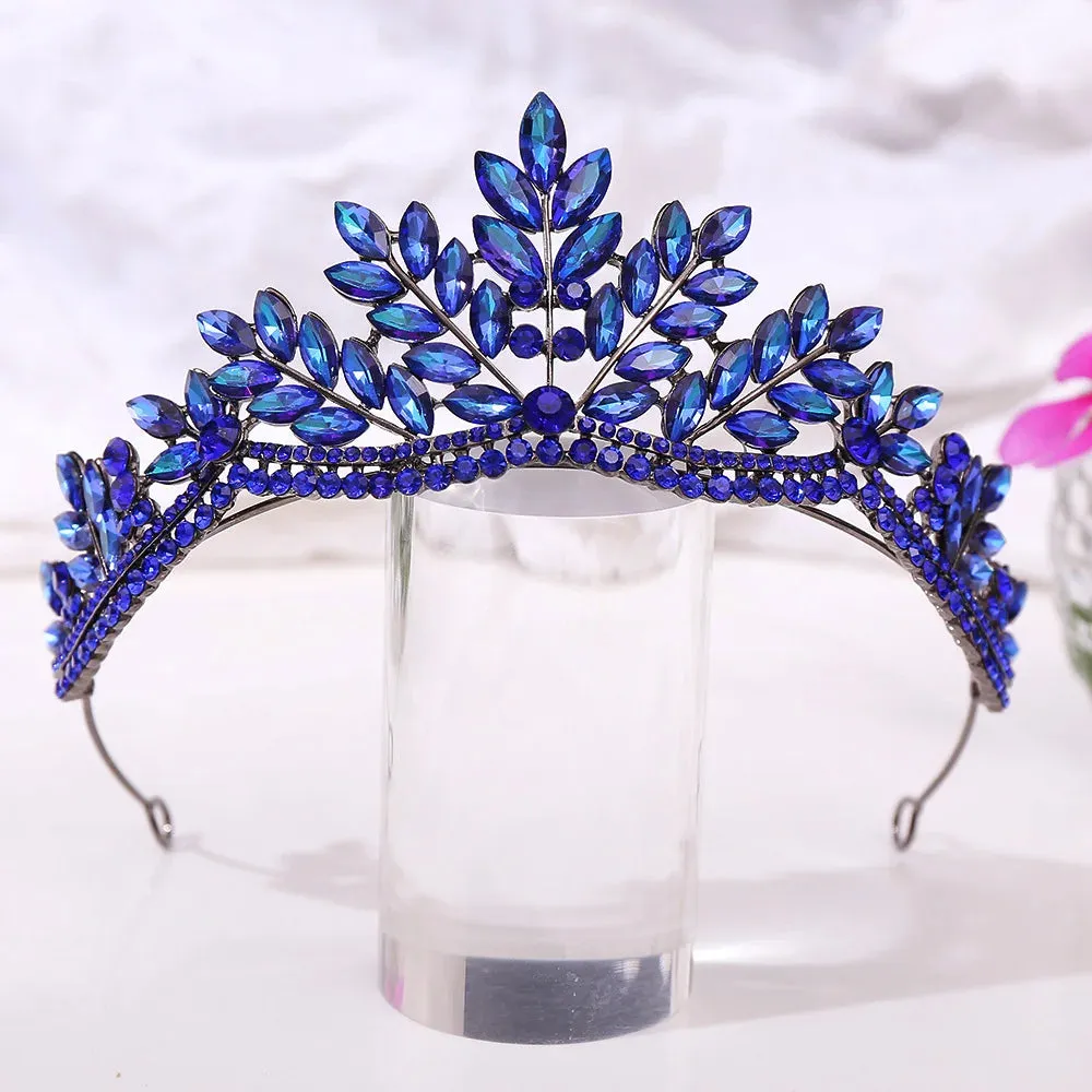 Purple AB Crystal Bridal Tiara Crown Rhinestone Hair Accessory