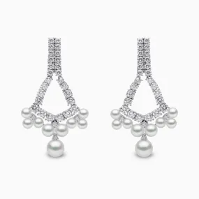 Raindrop 18K Gold Akoya Pearl and Diamond Dewdrop Earrings