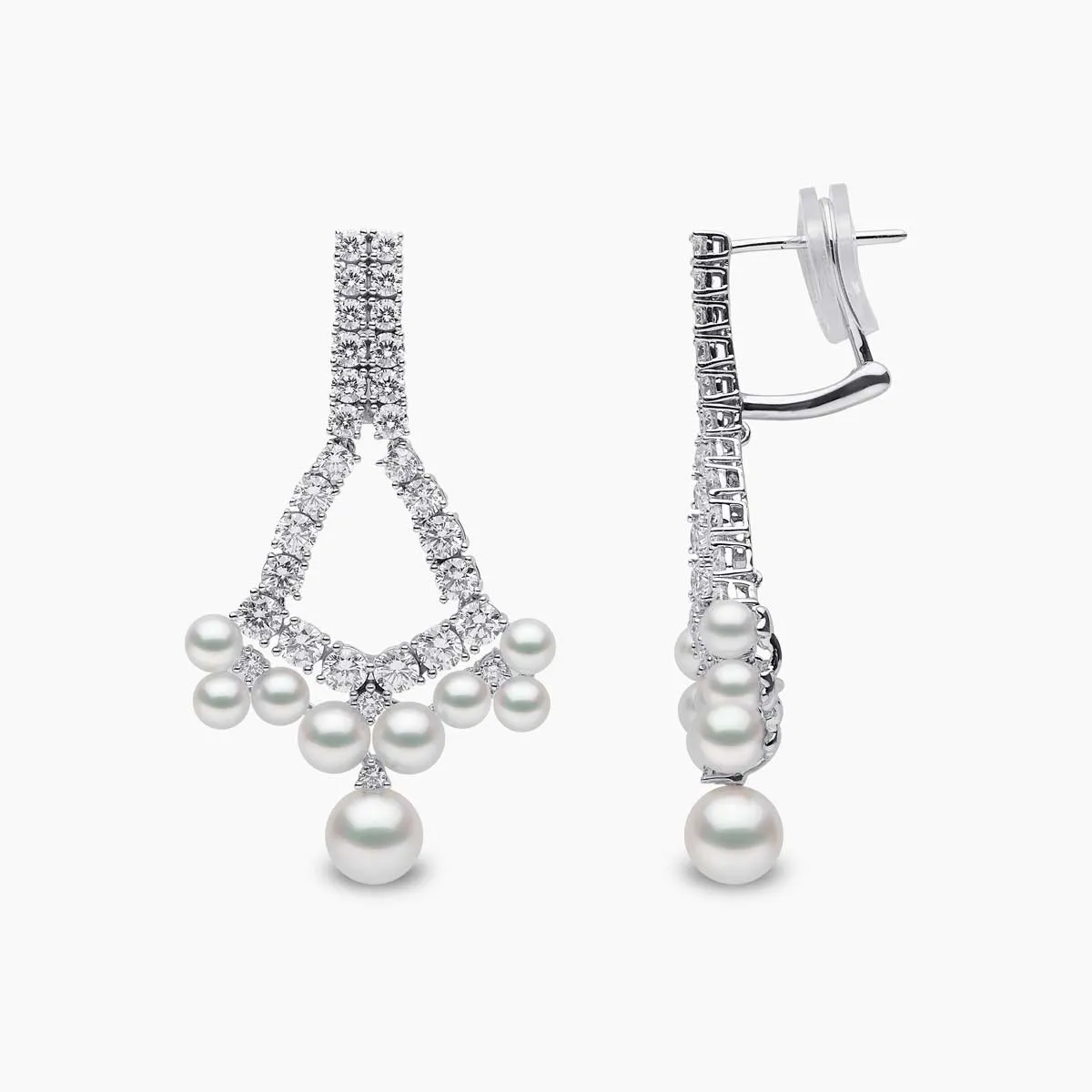 Raindrop 18K Gold Akoya Pearl and Diamond Dewdrop Earrings