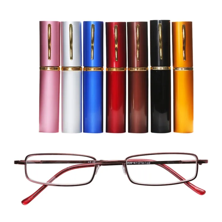 Reading Glasses Metal Spring Foot Portable Presbyopic Glasses with Tube Case  1.50D(Black)