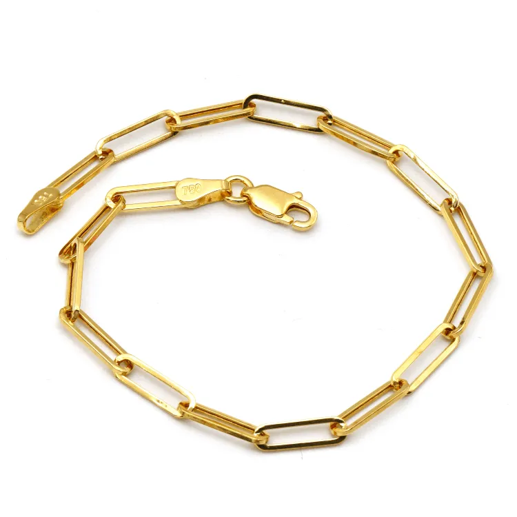 Real Gold Solid Paper Clip 4 M.M Bracelet 8664 (19 C.M) BR1503