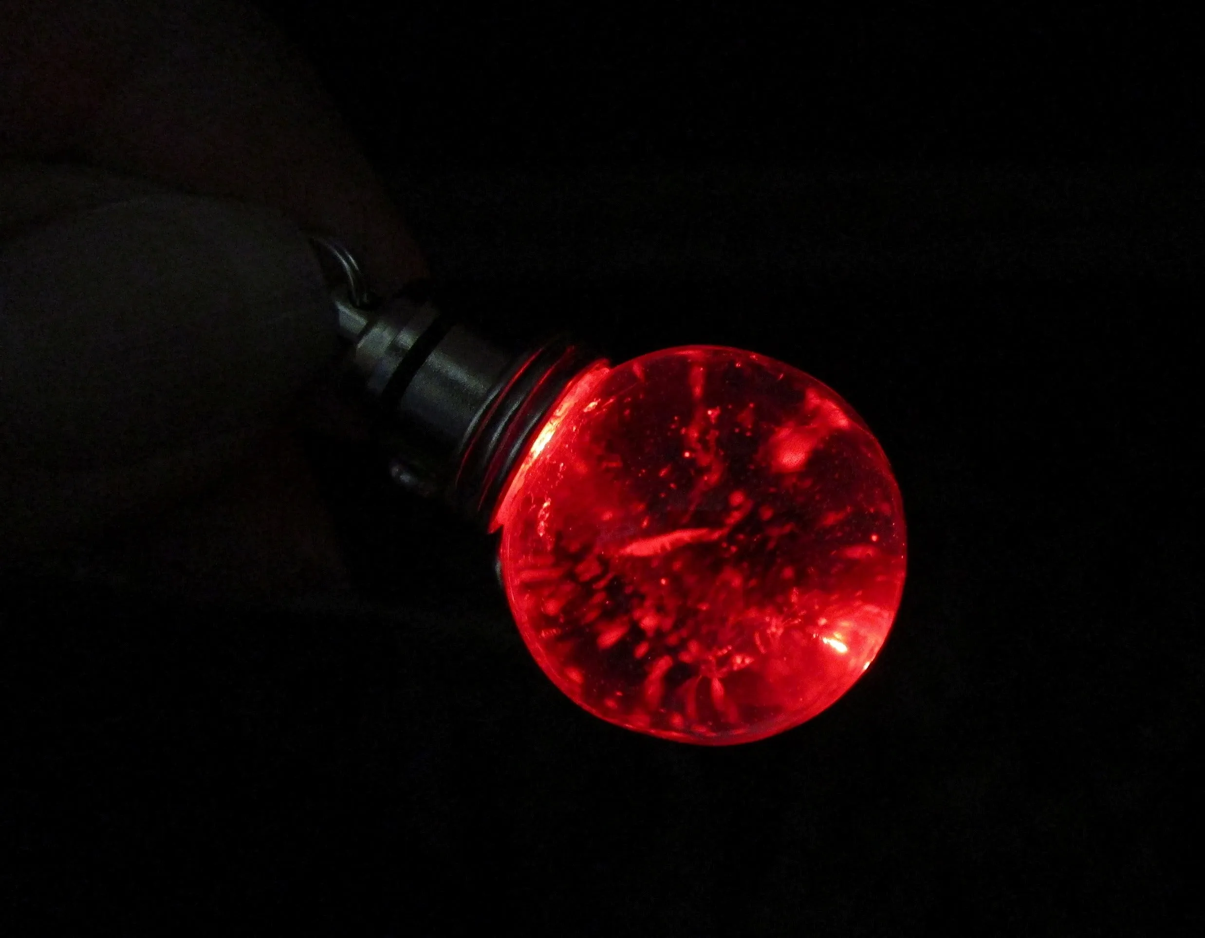 Red LED Light Up Quartz Crystal Ball Fire Elemental Pendant