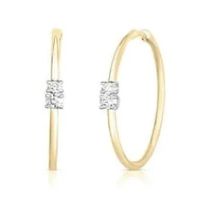 Roberto Coin Perfect Diamond Hoop 18K Yellow Diamond Accented Hoop Earrings