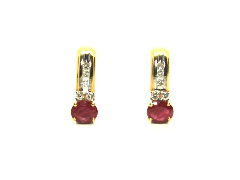 Ruby And Diamond Single Bar Earring Ad No.0704